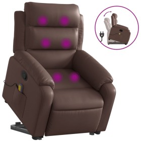 vidaXL Massagesessel mit Aufstehhilfe Braun Kunstleder