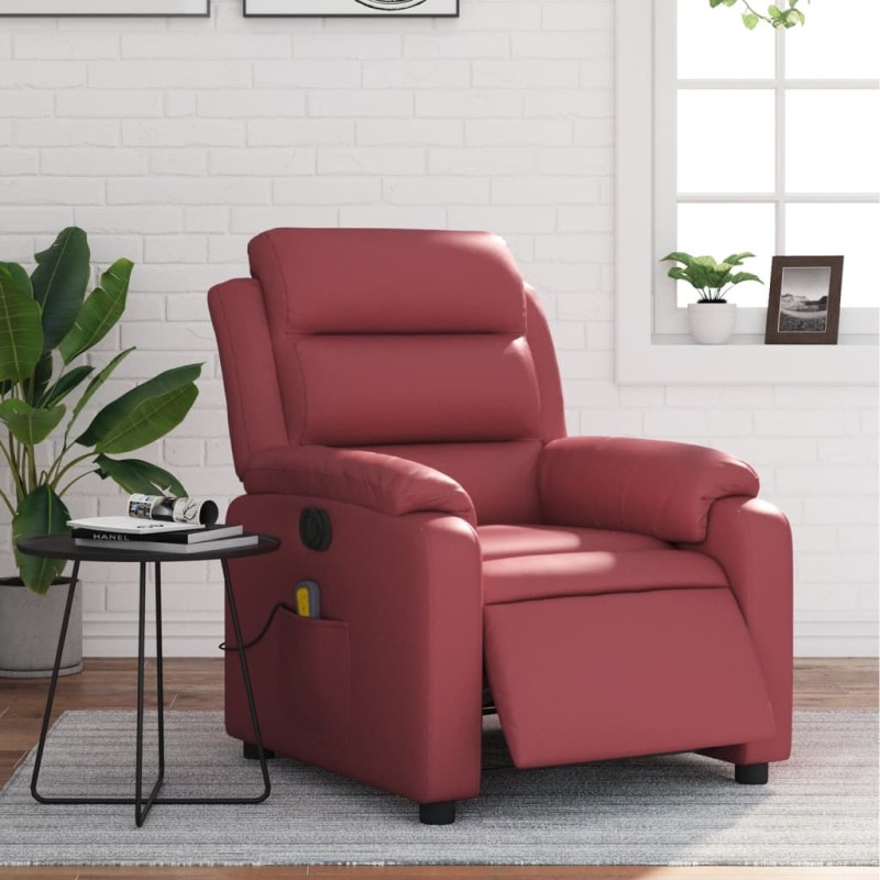 vidaXL Massagesessel Elektrisch Weinrot Kunstleder vidaXL Massagesessel Elektrisch Weinrot Kunstleder