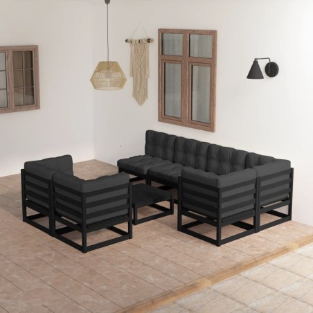 8-tlg. Garten-Lounge-Set mit Kissen Kiefer Massivholz
