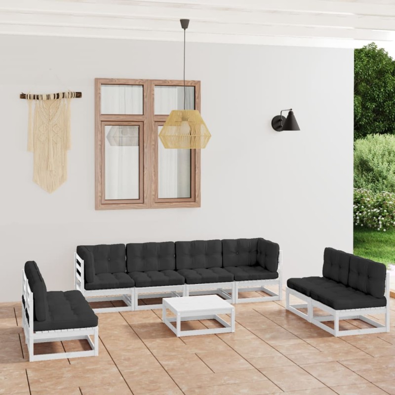 9-tlg. Garten-Lounge-Set mit Kissen Kiefer Massivholz 9-tlg. Garten-Lounge-Set mit Kissen Kiefer Massivholz