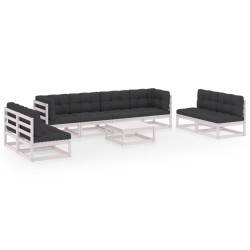 9-tlg. Garten-Lounge-Set mit Kissen Kiefer Massivholz