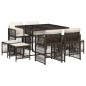 vidaXL 9-tlg. Garten-Essgruppe mit Kissen Braun Poly Rattan vidaXL 9-tlg. Garten-Essgruppe mit Kissen Braun Poly Rattan