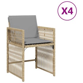 vidaXL Gartenstühle mit Kissen 4 Stk. Beigemischung Poly Rattan