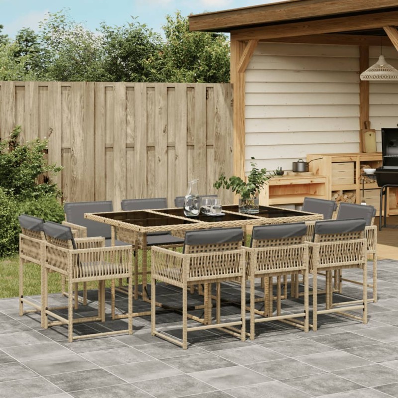 vidaXL 11-tlg. Garten-Essgruppe mit Kissen Beigemischung Poly Rattan vidaXL 11-tlg. Garten-Essgruppe mit Kissen Beigemischung Poly Rattan