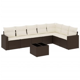 vidaXL 8-tlg. Garten-Sofagarnitur mit Kissen Braun Poly Rattan