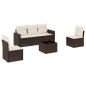 vidaXL 6-tlg. Garten-Sofagarnitur mit Kissen Braun Poly Rattan vidaXL 6-tlg. Garten-Sofagarnitur mit Kissen Braun Poly Rattan