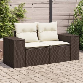 vidaXL Gartensofa mit Kissen 2-Sitzer Braun Poly Rattan