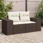 vidaXL Gartensofa mit Kissen 2-Sitzer Braun Poly Rattan vidaXL Gartensofa mit Kissen 2-Sitzer Braun Poly Rattan