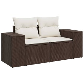 vidaXL Gartensofa mit Kissen 2-Sitzer Braun Poly Rattan