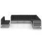 9-tlg. Garten-Lounge-Set mit Kissen Grau Kiefer Massivholz 9-tlg. Garten-Lounge-Set mit Kissen Grau Kiefer Massivholz