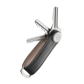 Orbitkey - Schlüssel-Organizer aus Leder - Anthrazit mit grauen Nähten