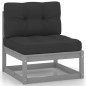 9-tlg. Garten-Lounge-Set mit Kissen Grau Kiefer Massivholz 9-tlg. Garten-Lounge-Set mit Kissen Grau Kiefer Massivholz