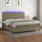 vidaXL Boxspringbett mit Matratze & LED Taupe 200x200 cm Stoff vidaXL Boxspringbett mit Matratze & LED Taupe 200x200 cm Stoff