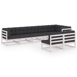 8-tlg. Garten-Lounge-Set mit Kissen Kiefer Massivholz