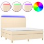 vidaXL Boxspringbett mit Matratze & LED Creme 160x200 cm Stoff vidaXL Boxspringbett mit Matratze & LED Creme 160x200 cm Stoff