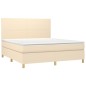 vidaXL Boxspringbett mit Matratze & LED Creme 160x200 cm Stoff vidaXL Boxspringbett mit Matratze & LED Creme 160x200 cm Stoff