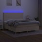 vidaXL Boxspringbett mit Matratze & LED Creme 160x200 cm Stoff vidaXL Boxspringbett mit Matratze & LED Creme 160x200 cm Stoff