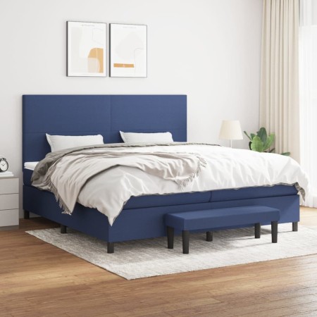 vidaXL Boxspringbett mit Matratze Blau 200x200 cm Stoff
