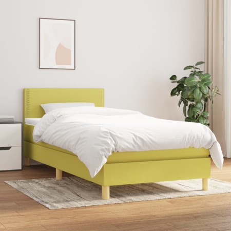 vidaXL Boxspringbett mit Matratze Grün 100x200 cm Stoff