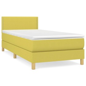 vidaXL Boxspringbett mit Matratze Grün 100x200 cm Stoff