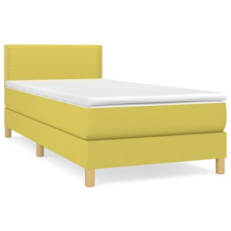 vidaXL Boxspringbett mit Matratze Grün 100x200 cm Stoff