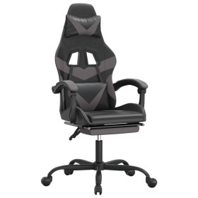 vidaXL Gaming-Stuhl mit Fußstütze Schwarz und Grau Kunstleder