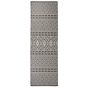 vidaXL Outdoor-Teppich Flachgewebe 80x250 cm Schwarz Gestreift