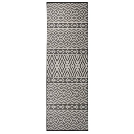 vidaXL Outdoor-Teppich Flachgewebe 80x250 cm Schwarz Gestreift