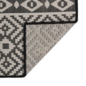 vidaXL Outdoor-Teppich Flachgewebe 80x250 cm Schwarz Gestreift
