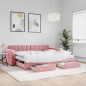 vidaXL Tagesbett Ausziehbar mit Schubladen Rosa 90x200 cm Samt vidaXL Tagesbett Ausziehbar mit Schubladen Rosa 90x200 cm Samt