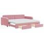 vidaXL Tagesbett Ausziehbar mit Schubladen Rosa 90x200 cm Samt vidaXL Tagesbett Ausziehbar mit Schubladen Rosa 90x200 cm Samt
