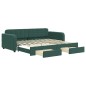 vidaXL Tagesbett Ausziehbar mit Schubladen Dunkelgrün 90x200 cm Samt vidaXL Tagesbett Ausziehbar mit Schubladen Dunkelgrün 90x200 cm Samt