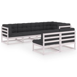 vidaXL 7-tlg. Garten-Lounge-Set mit Kissen Massivholz Kiefer