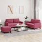 vidaXL 3-tlg. Sofagarnitur mit Kissen Weinrot Samt vidaXL 3-tlg. Sofagarnitur mit Kissen Weinrot Samt