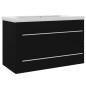 vidaXL Waschbeckenunterschrank mit Einbaubecken Schwarz Holzwerkstoff vidaXL Waschbeckenunterschrank mit Einbaubecken Schwarz Holzwerkstoff