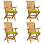 vidaXL Gartenstühle mit Hellgrünen Kissen 4 Stk. Massivholz Teak vidaXL Gartenstühle mit Hellgrünen Kissen 4 Stk. Massivholz Teak