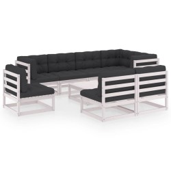 9-tlg. Garten-Lounge-Set mit Kissen Kiefer Massivholz