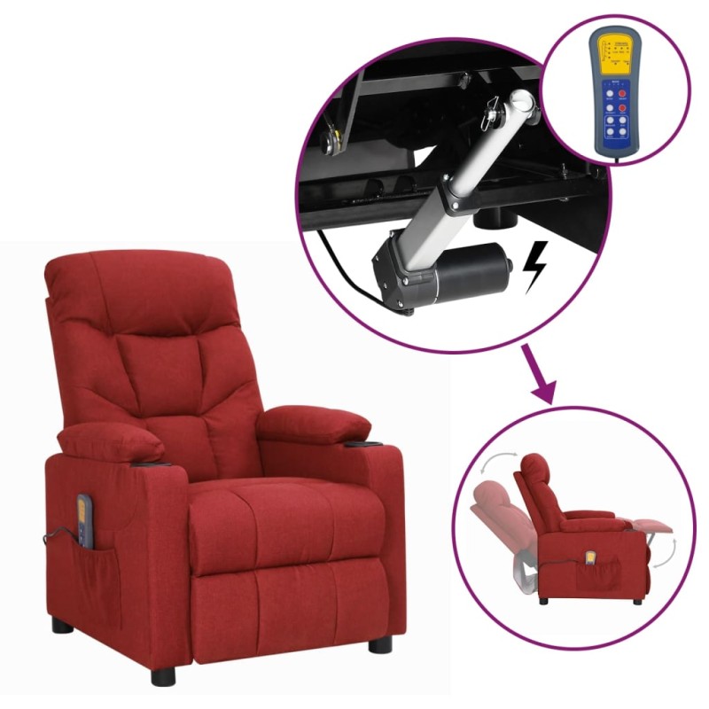vidaXL Massagesessel mit Aufstehhilfe Weinrot Stoff vidaXL Massagesessel mit Aufstehhilfe Weinrot Stoff