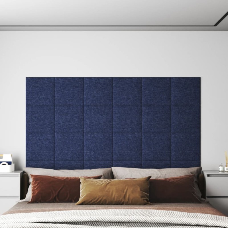 vidaXL Wandpaneele 12 Stk. Blau 30x30 cm Stoff 1,08 m² vidaXL Wandpaneele 12 Stk. Blau 30x30 cm Stoff 1,08 m²