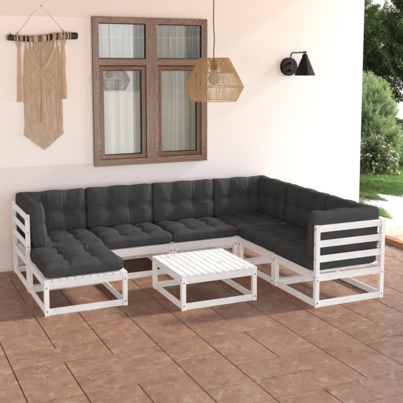 8-tlg. Garten-Lounge-Set mit Kissen Kiefer Massivholz 8-tlg. Garten-Lounge-Set mit Kissen Kiefer Massivholz