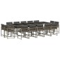 vidaXL 15-tlg. Garten-Essgruppe mit Kissen Grau Poly Rattan vidaXL 15-tlg. Garten-Essgruppe mit Kissen Grau Poly Rattan