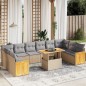 vidaXL 11-tlg. Garten-Sofagarnitur mit Kissen Beige Poly Rattan vidaXL 11-tlg. Garten-Sofagarnitur mit Kissen Beige Poly Rattan
