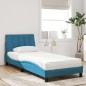 vidaXL Bett mit Matratze Blau 90x190 cm Samt vidaXL Bett mit Matratze Blau 90x190 cm Samt