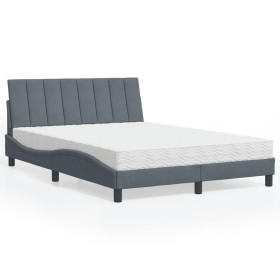vidaXL Bett mit Matratze Dunkelgrau 140x190 cm Samt