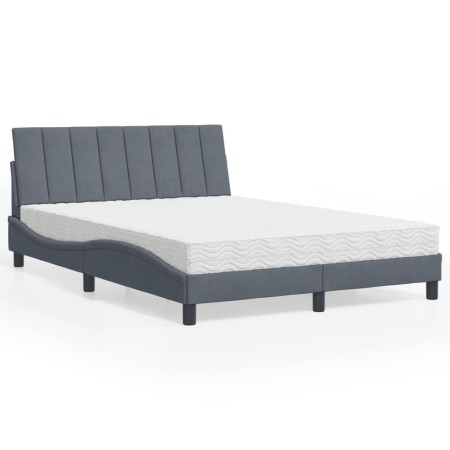 vidaXL Bett mit Matratze Dunkelgrau 140x190 cm Samt