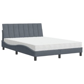 vidaXL Bett mit Matratze Dunkelgrau 140x190 cm Samt