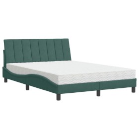 vidaXL Bett mit Matratze Dunkelgrün 140x200 cm Samt
