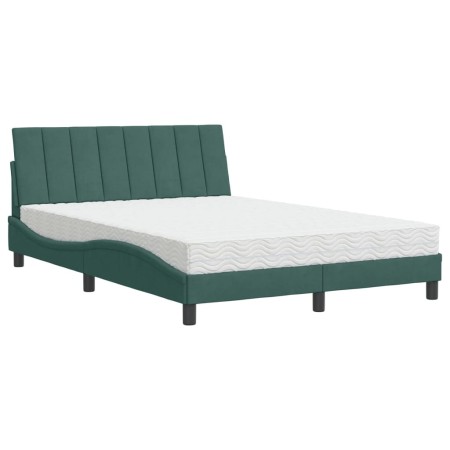 vidaXL Bett mit Matratze Dunkelgrün 140x200 cm Samt
