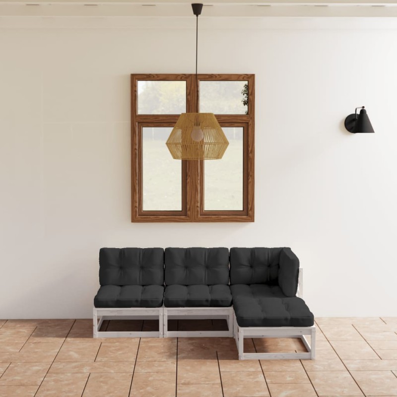 4-tlg. Garten-Lounge-Set mit Kissen Kiefer Massivholz 4-tlg. Garten-Lounge-Set mit Kissen Kiefer Massivholz