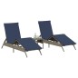 vidaXL Sonnenliegen 2 Stk. mit Tisch Grau Poly Rattan vidaXL Sonnenliegen 2 Stk. mit Tisch Grau Poly Rattan